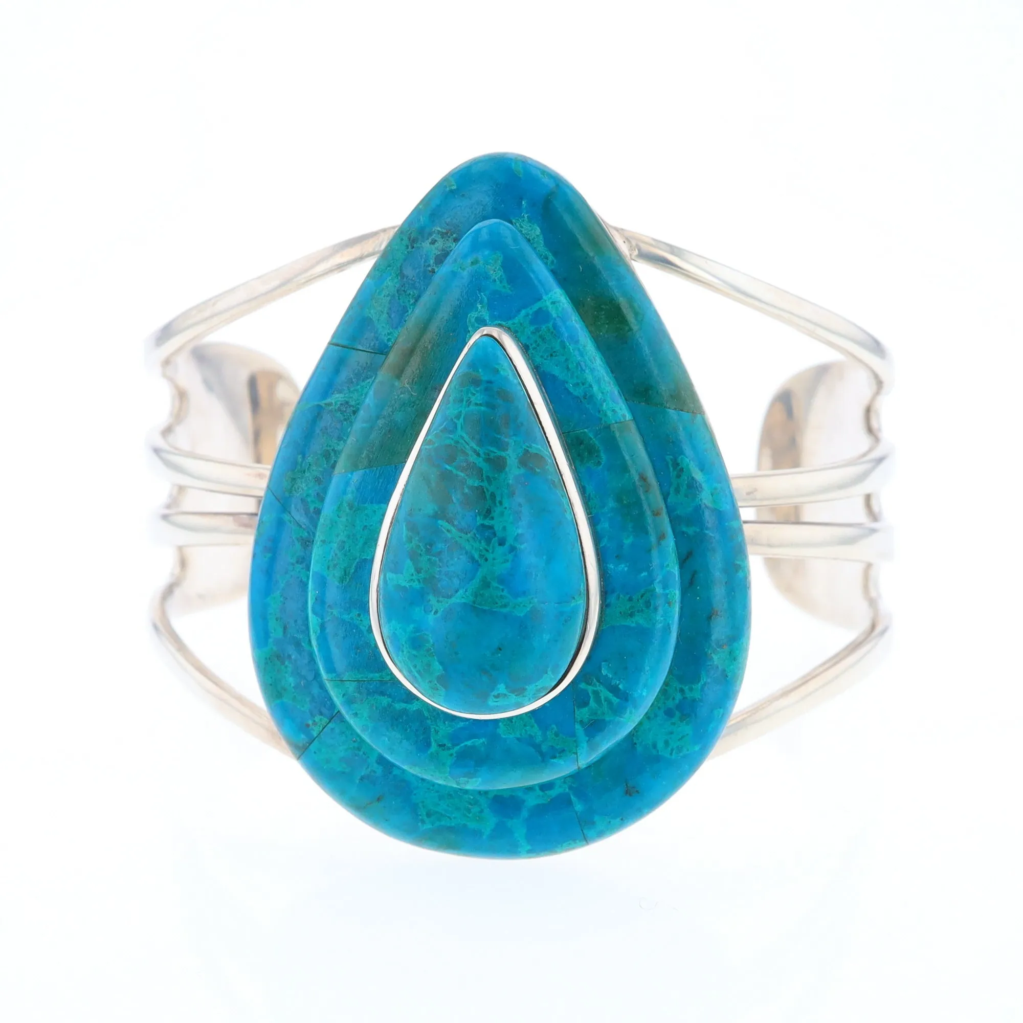 3-Layer Turquoise Raindrop Sterling Silver Cuff