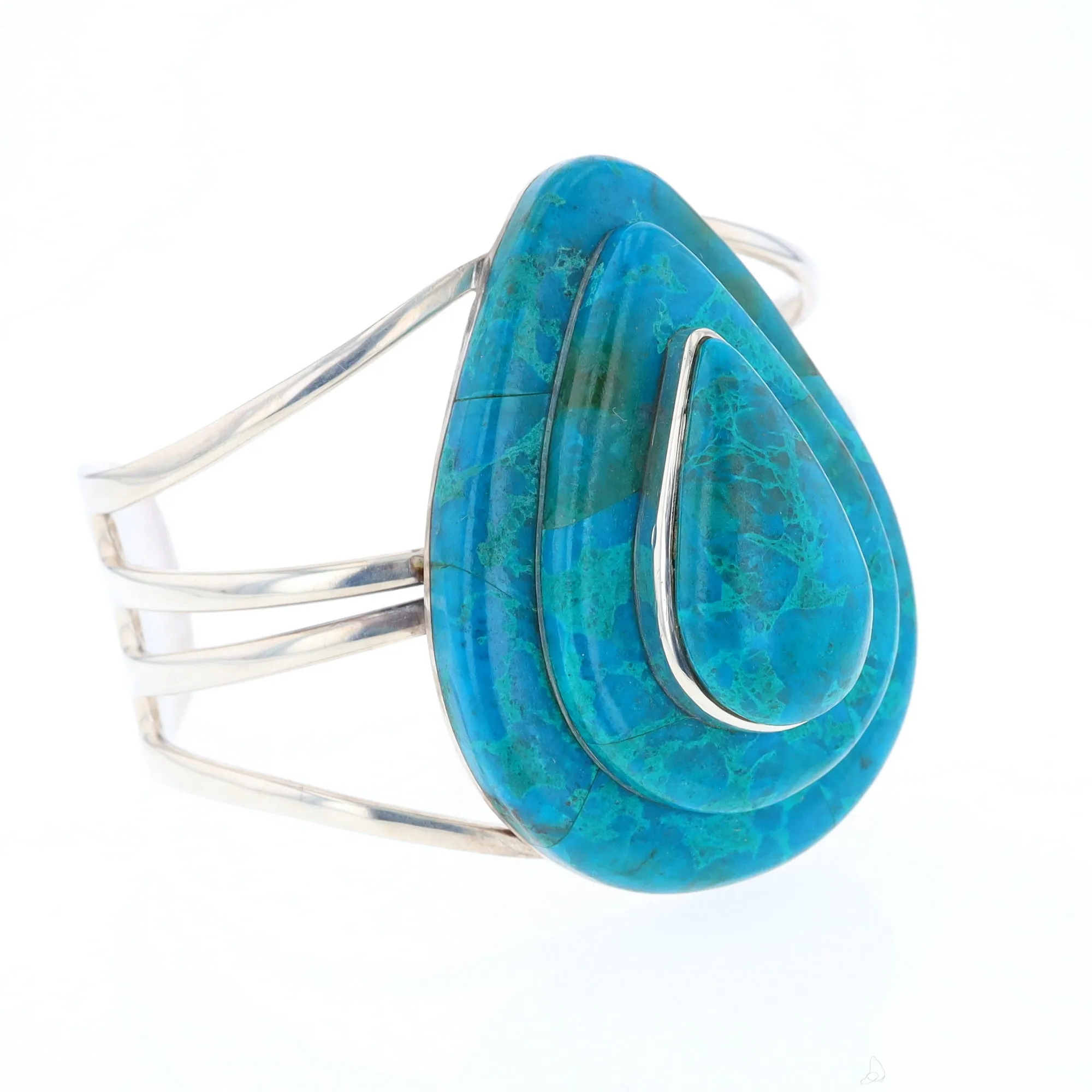 3-Layer Turquoise Raindrop Sterling Silver Cuff