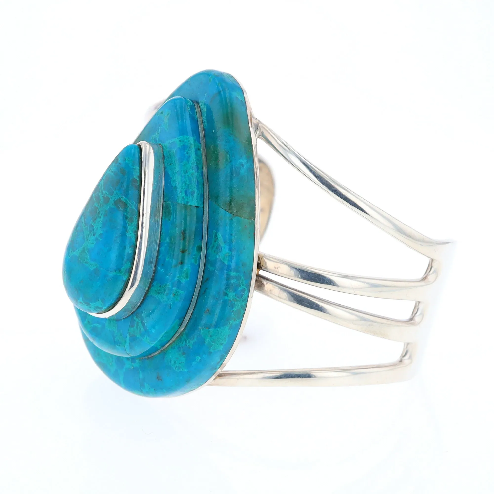 3-Layer Turquoise Raindrop Sterling Silver Cuff