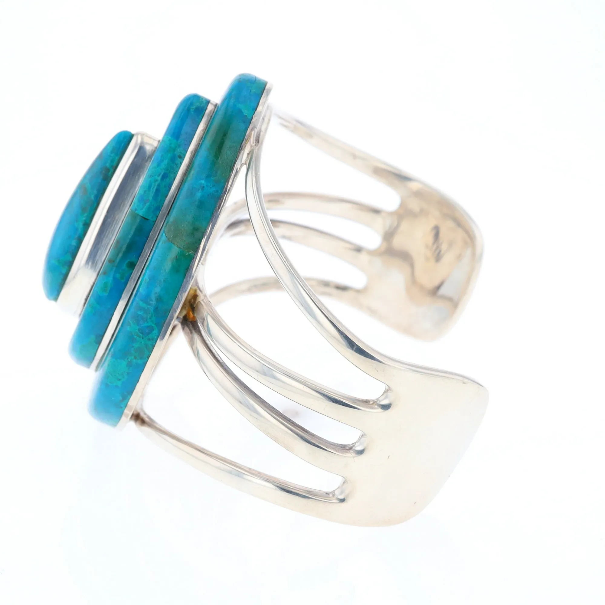 3-Layer Turquoise Raindrop Sterling Silver Cuff