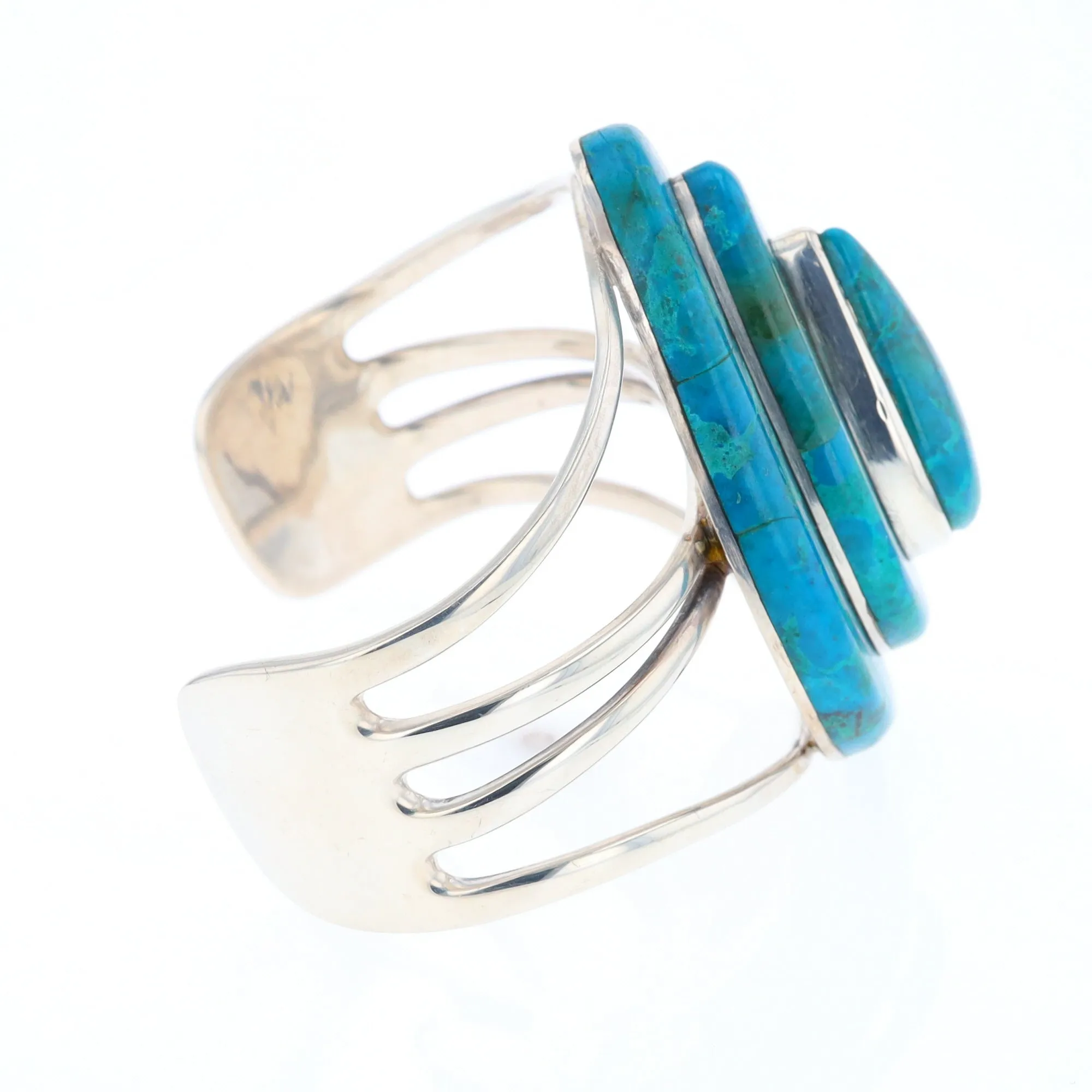 3-Layer Turquoise Raindrop Sterling Silver Cuff