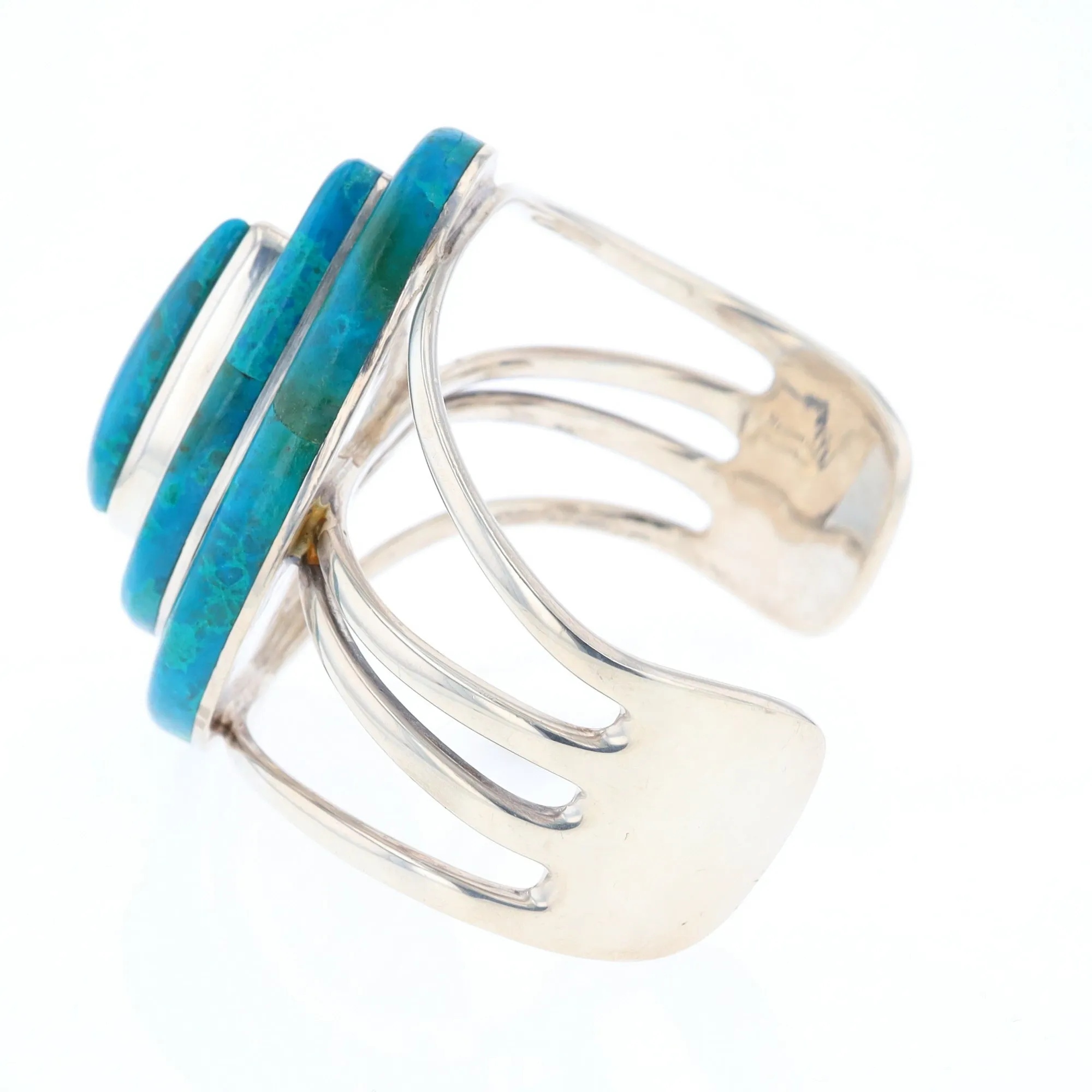 3-Layer Turquoise Raindrop Sterling Silver Cuff
