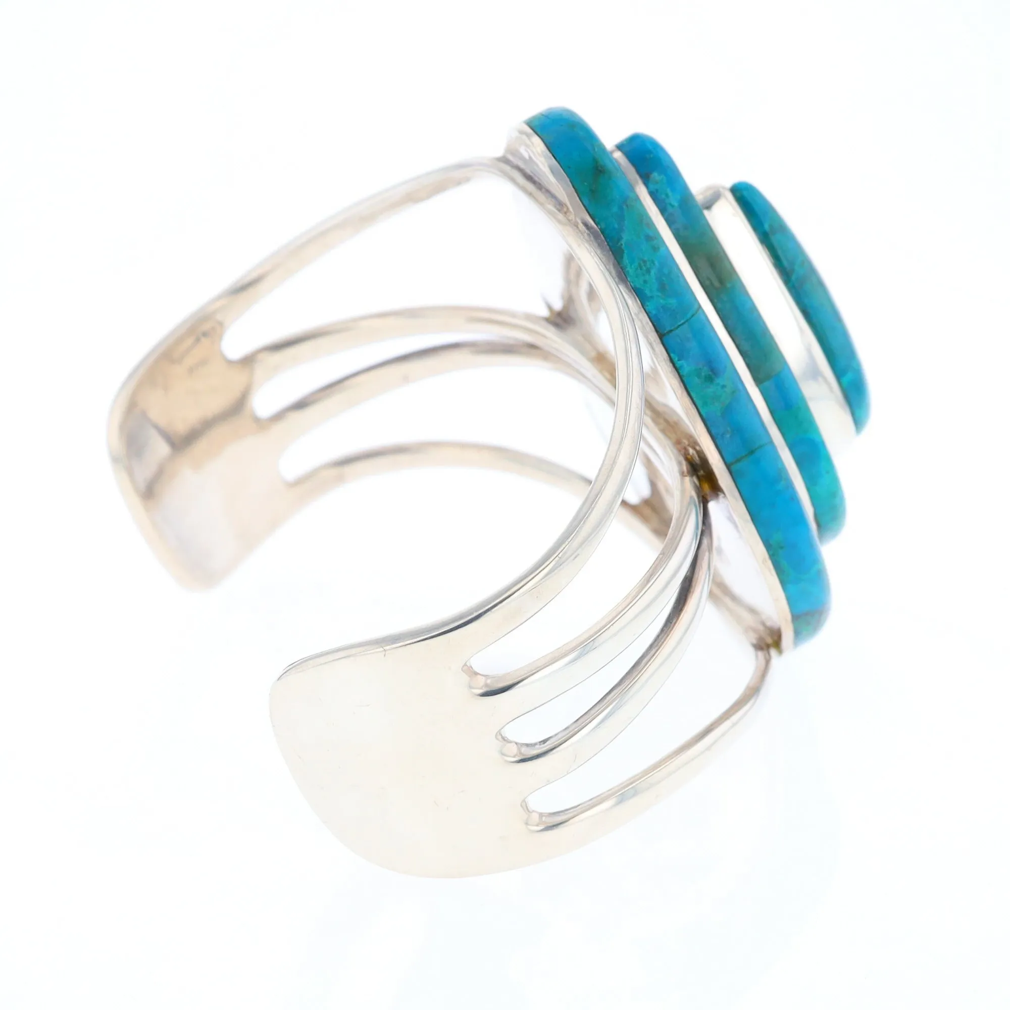 3-Layer Turquoise Raindrop Sterling Silver Cuff