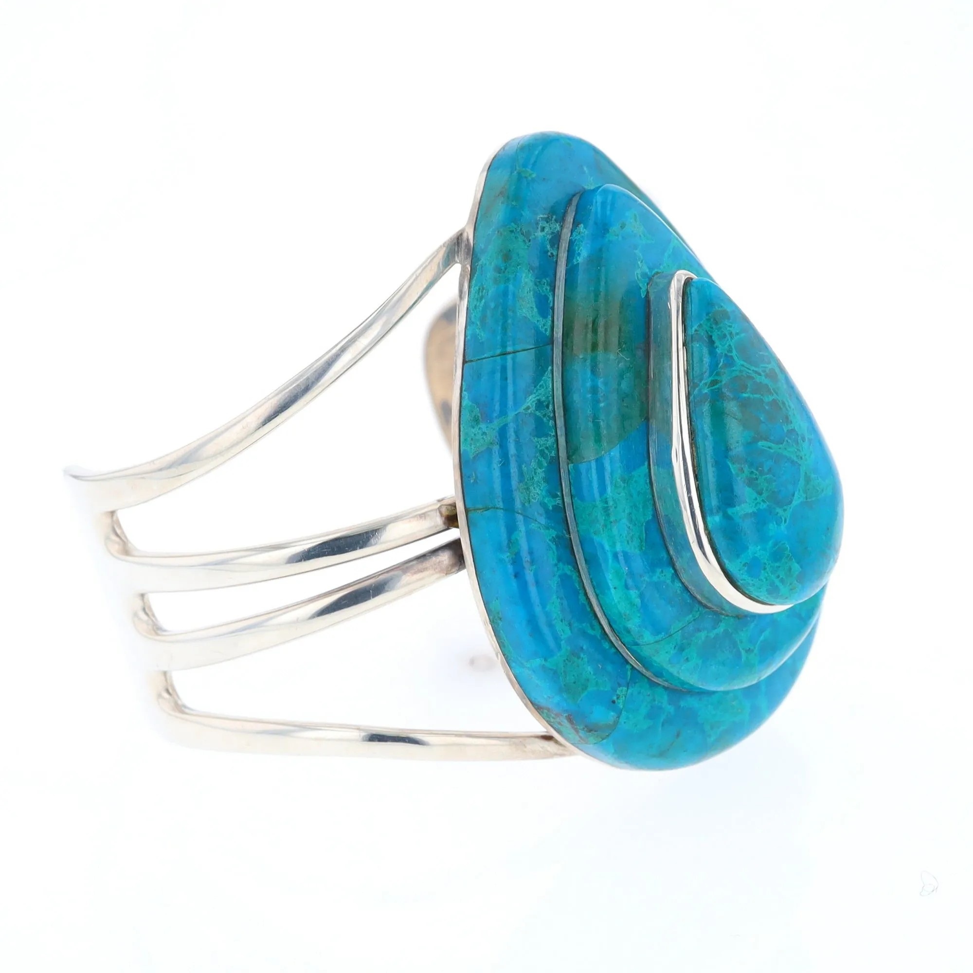 3-Layer Turquoise Raindrop Sterling Silver Cuff