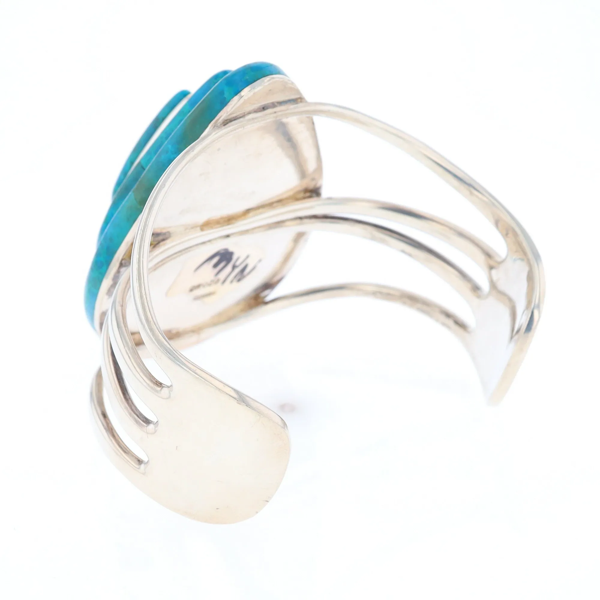 3-Layer Turquoise Raindrop Sterling Silver Cuff