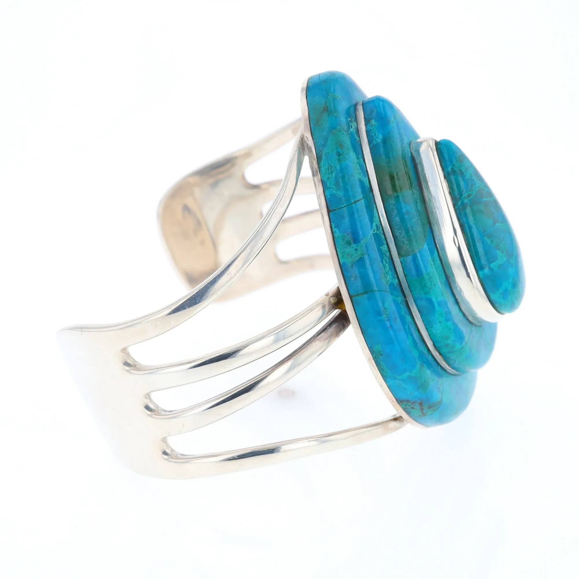 3-Layer Turquoise Raindrop Sterling Silver Cuff