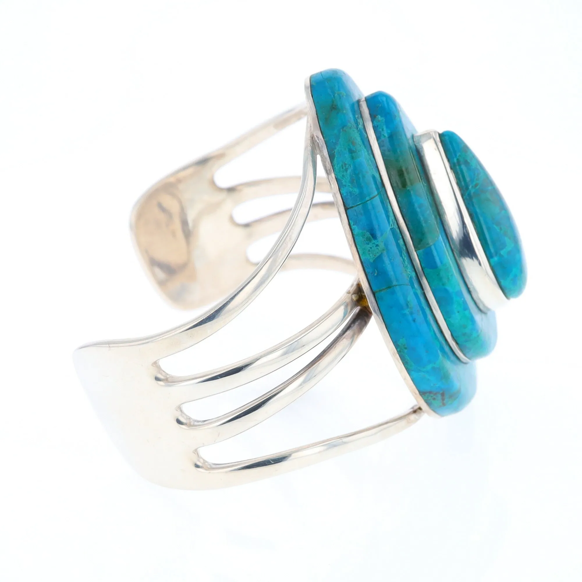 3-Layer Turquoise Raindrop Sterling Silver Cuff