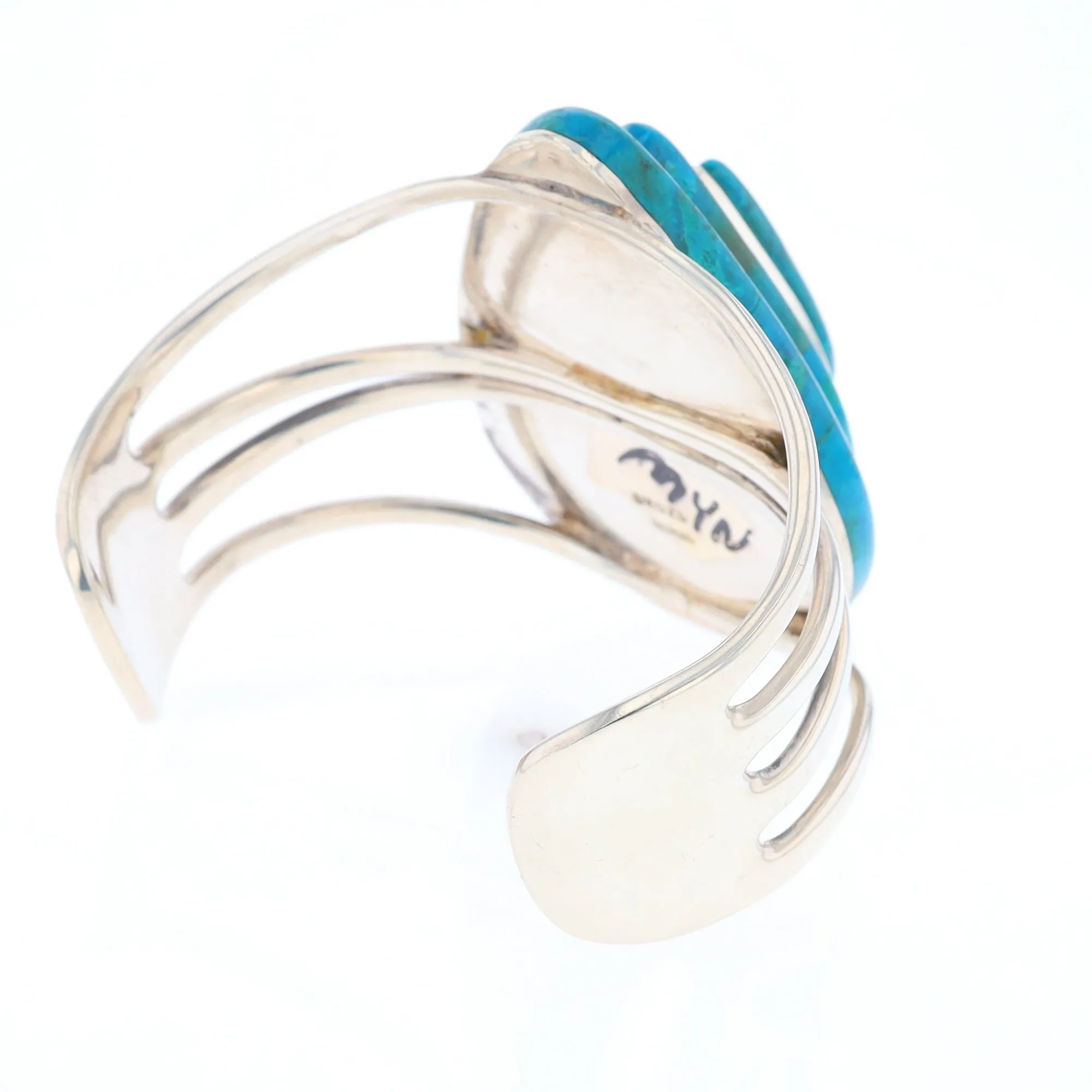 3-Layer Turquoise Raindrop Sterling Silver Cuff