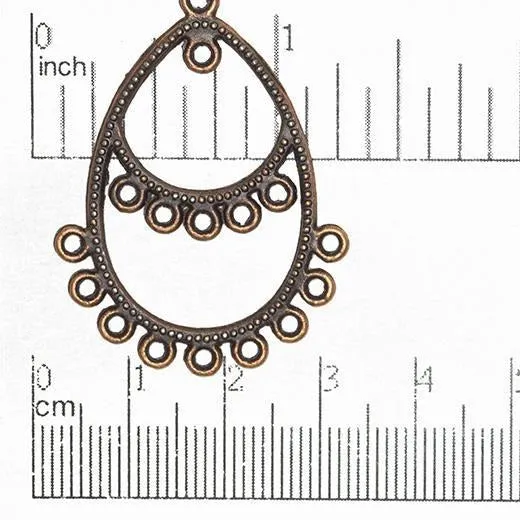 40mm x 30mm Teardrop Chandelier Earring - Made of Brass - Sold Individually - EW5132