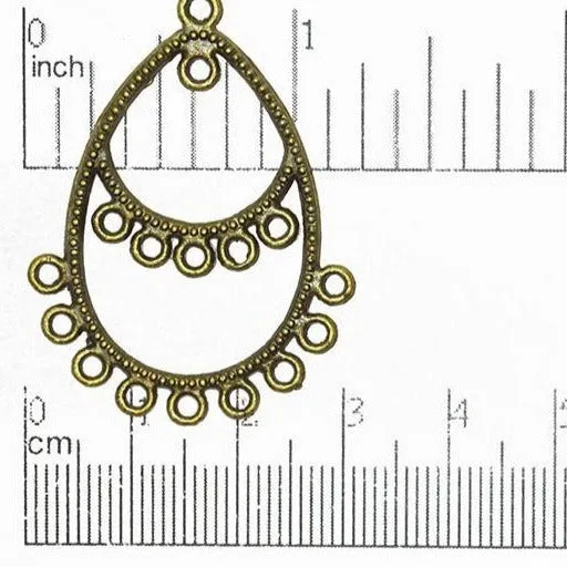 40mm x 30mm Teardrop Chandelier Earring - Made of Brass - Sold Individually - EW5132