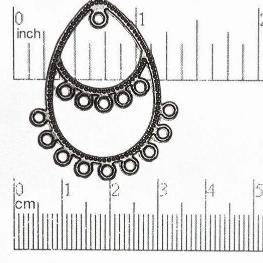 40mm x 30mm Teardrop Chandelier Earring - Made of Brass - Sold Individually - EW5132
