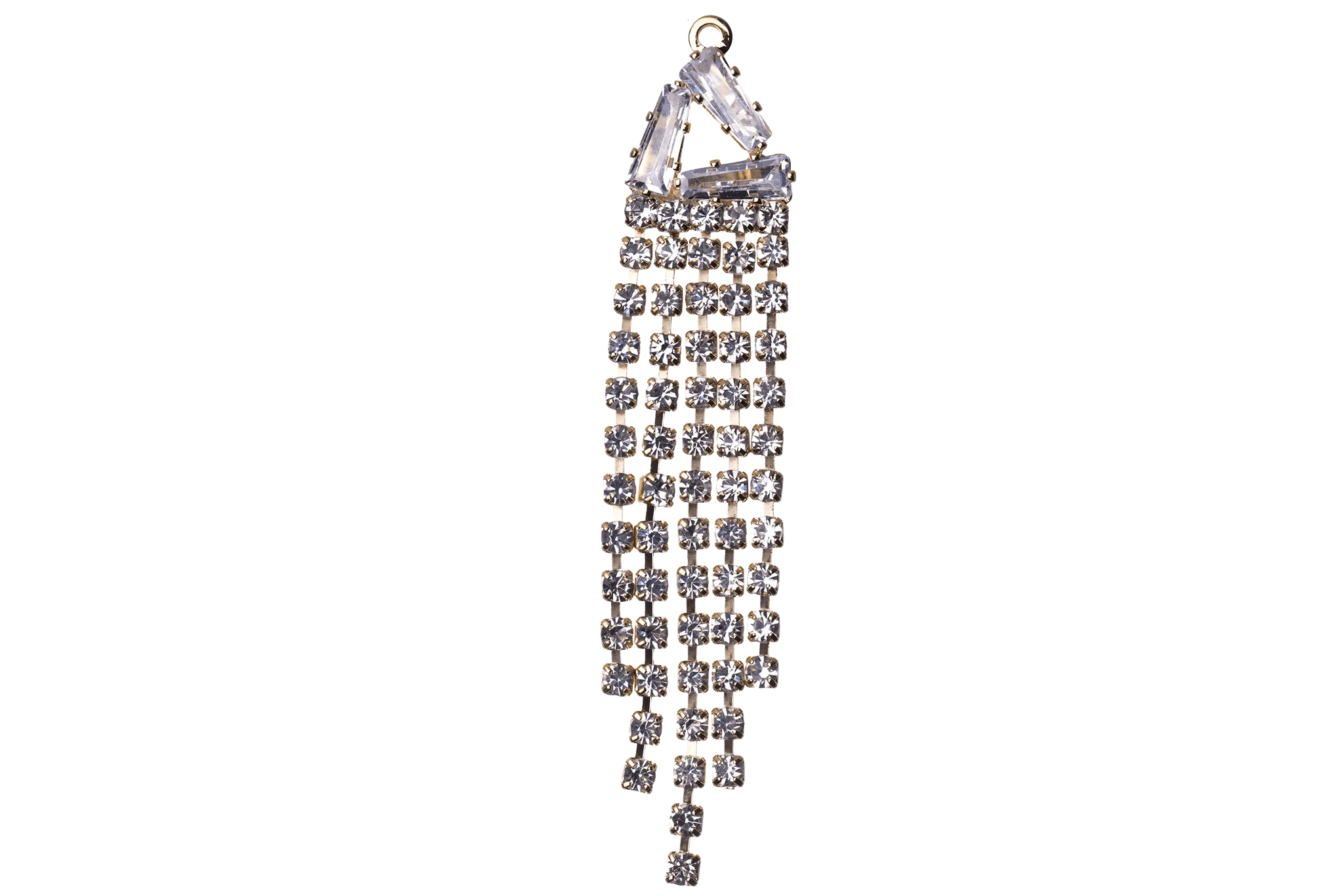 60mm Crystal Drop Chandelier Earring Component - 5 Strands of Crystals - Silver and Gold - KE-32