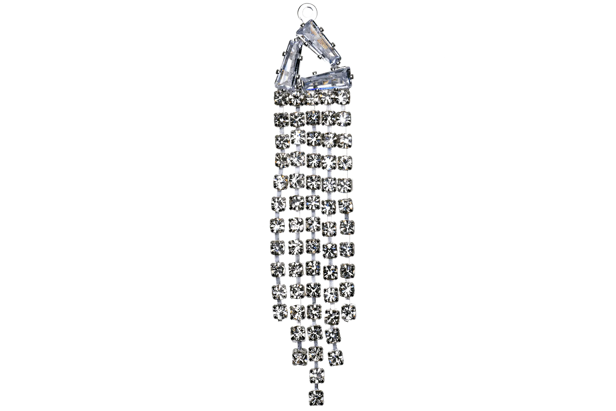 60mm Crystal Drop Chandelier Earring Component - 5 Strands of Crystals - Silver and Gold - KE-32