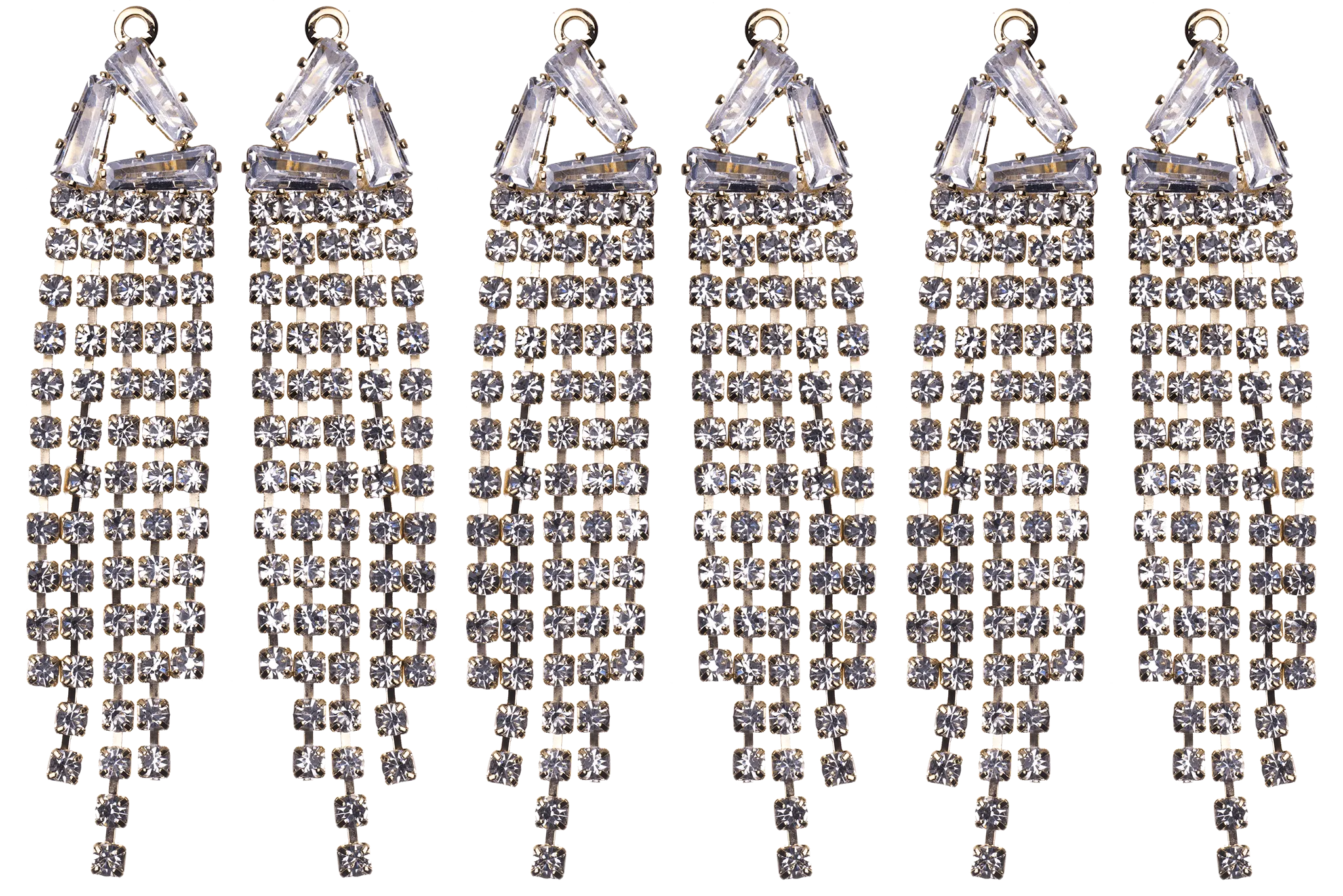 60mm Crystal Drop Chandelier Earring Component - 5 Strands of Crystals - Silver and Gold - KE-32