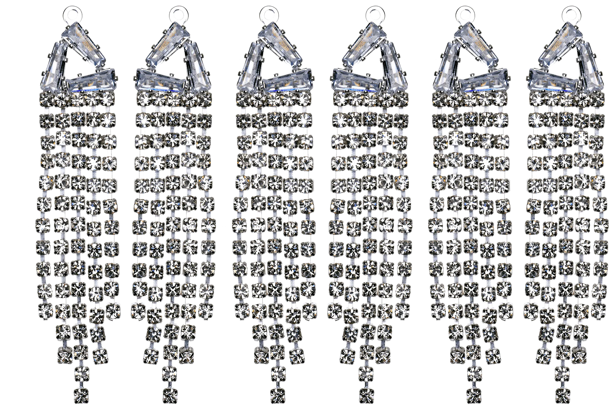 60mm Crystal Drop Chandelier Earring Component - 5 Strands of Crystals - Silver and Gold - KE-32