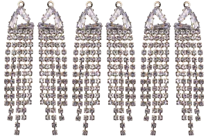 60mm Crystal Drop Chandelier Earring Component - 5 Strands of Crystals - Silver and Gold - KE-32