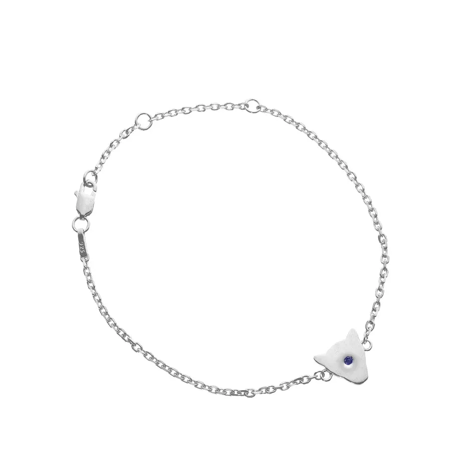 65%  DISCOUNT  925 Sterling Silver Jaguar Head Silhouette Bracelet  with amethyst  stone