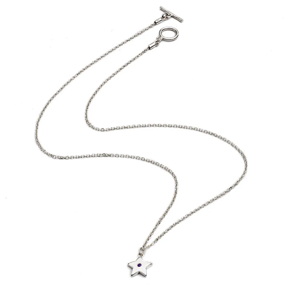 75%  DISCOUNT LAST ONE Dazzling 925 Sterling Silver Silhouette Star Pendant  Necklace with amethyst or blue sapphire