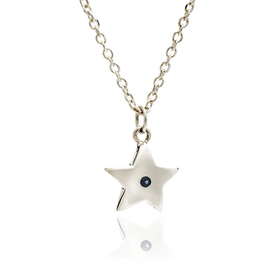 75%  DISCOUNT LAST ONE Dazzling 925 Sterling Silver Silhouette Star Pendant  Necklace with amethyst or blue sapphire