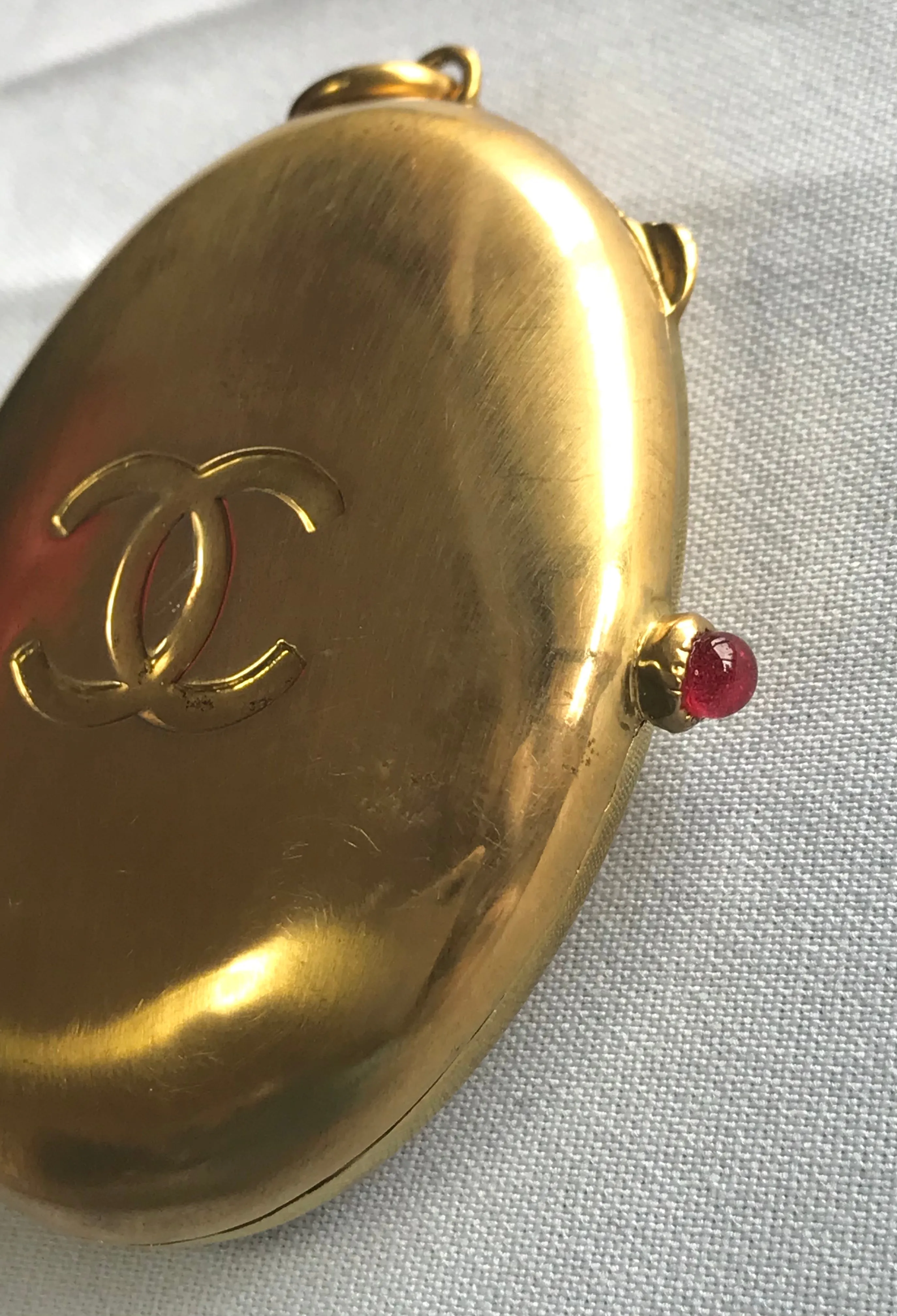 90’s Vintage Chanel Locket pendant top with CC engraved mark.