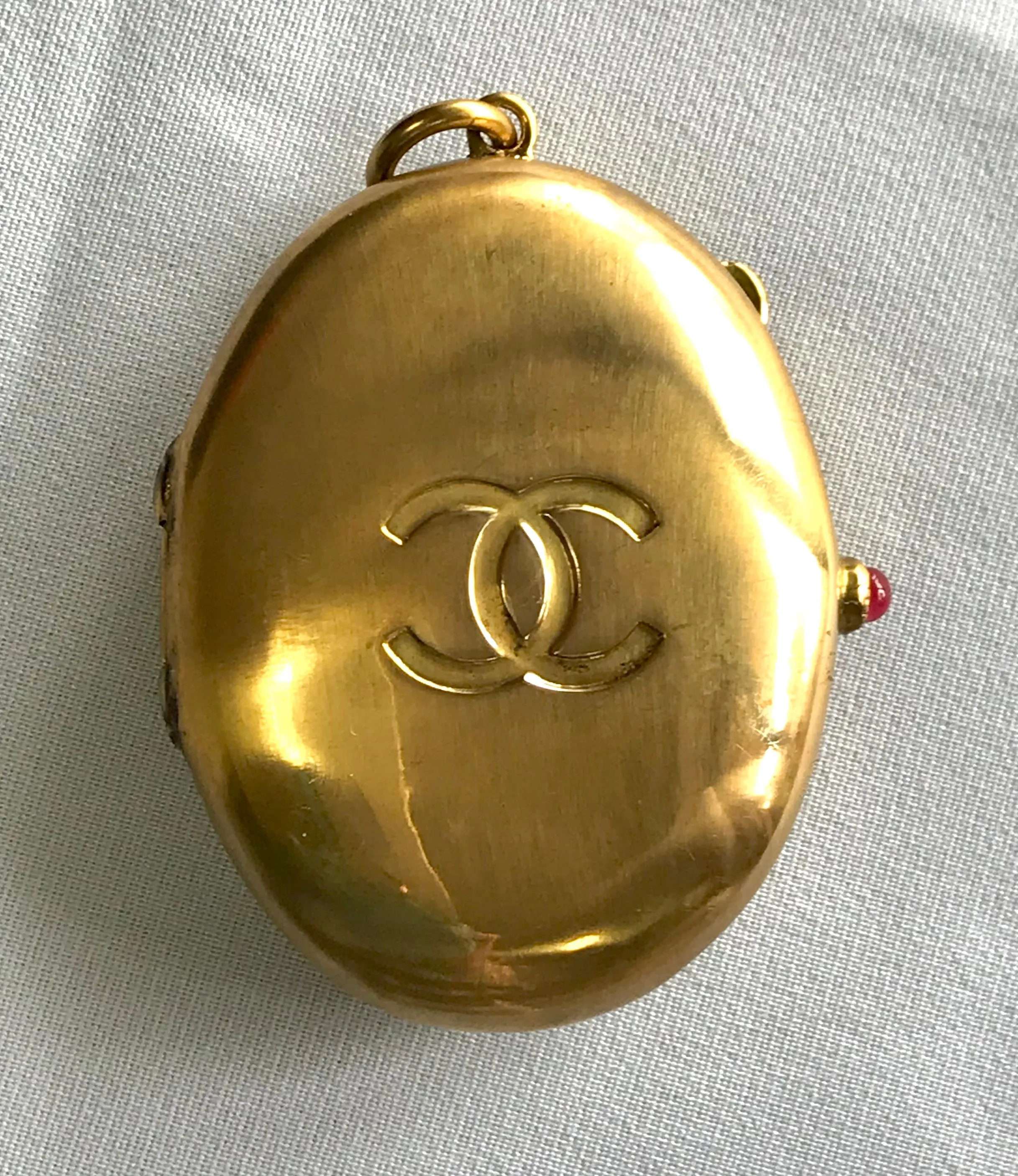 90’s Vintage Chanel Locket pendant top with CC engraved mark.