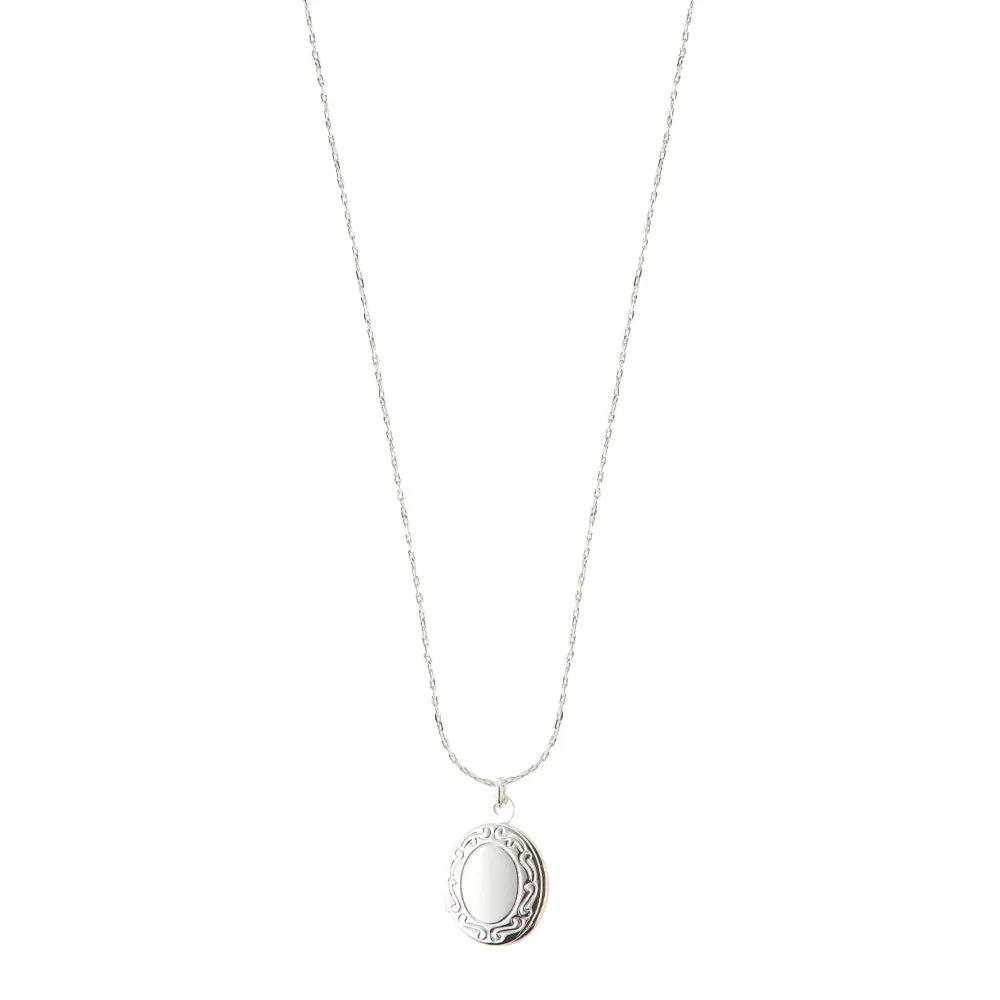 925 Silver Plated Oval Locket Slider Necklace