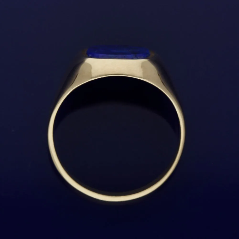 9ct Yellow Gold Lapis Lazuli Cushion Signet Ring