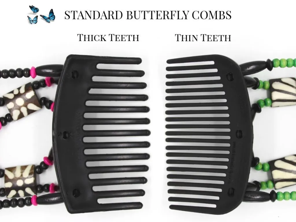 African Butterfly Hair Comb - Beada Black 57