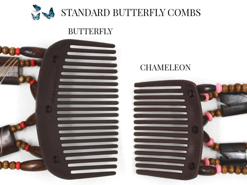 African Butterfly Thick Hair Comb - Dupla Brown 75