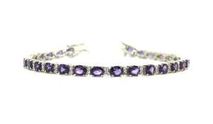 Amethyst & Cubic Zirconia Bracelet in Sterling Silver
