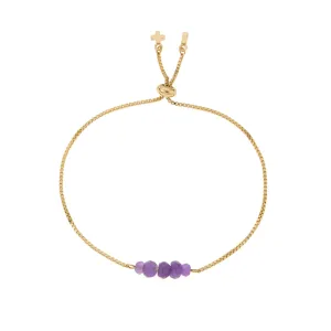 Amethyst & Gold Adjustable 5 Mini Stones Bracelet