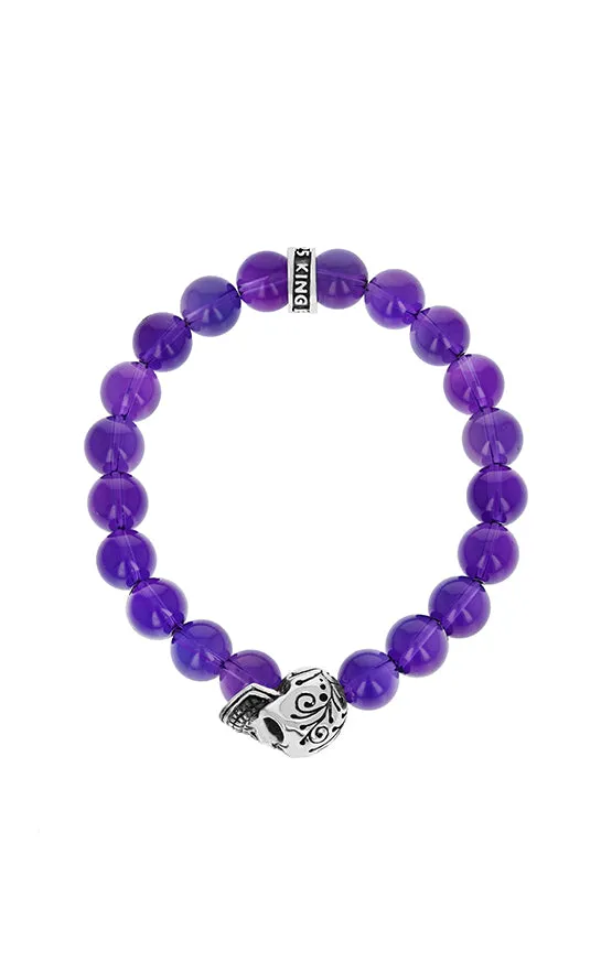 Amethyst Bracelet with Day of the Dead Skull