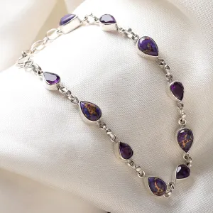 Amethyst Composite Turquoise Link Bracelet from India - Tears of India | NOVICA