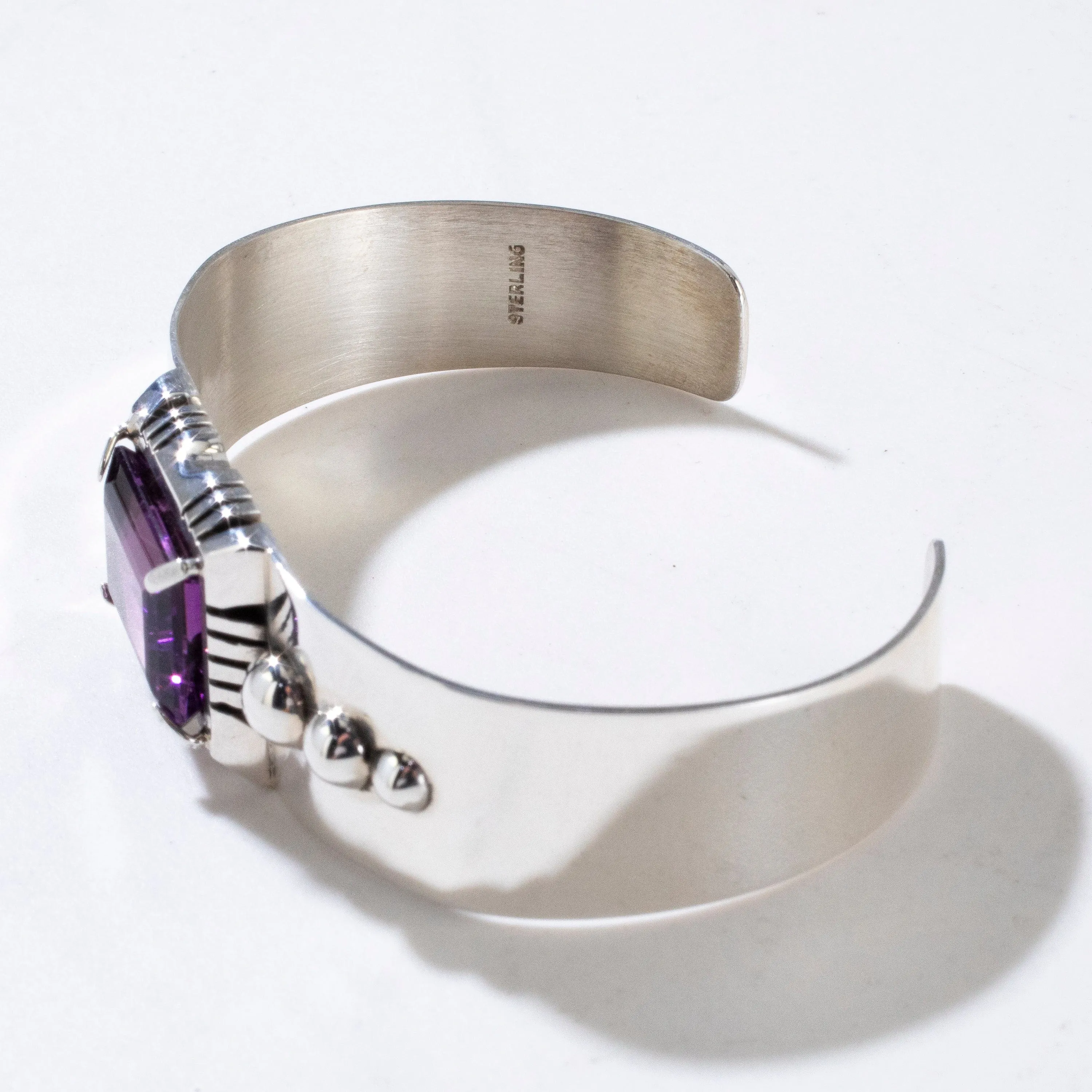 Amethyst Navajo USA Native American Made 925 Sterling Silver Cuff