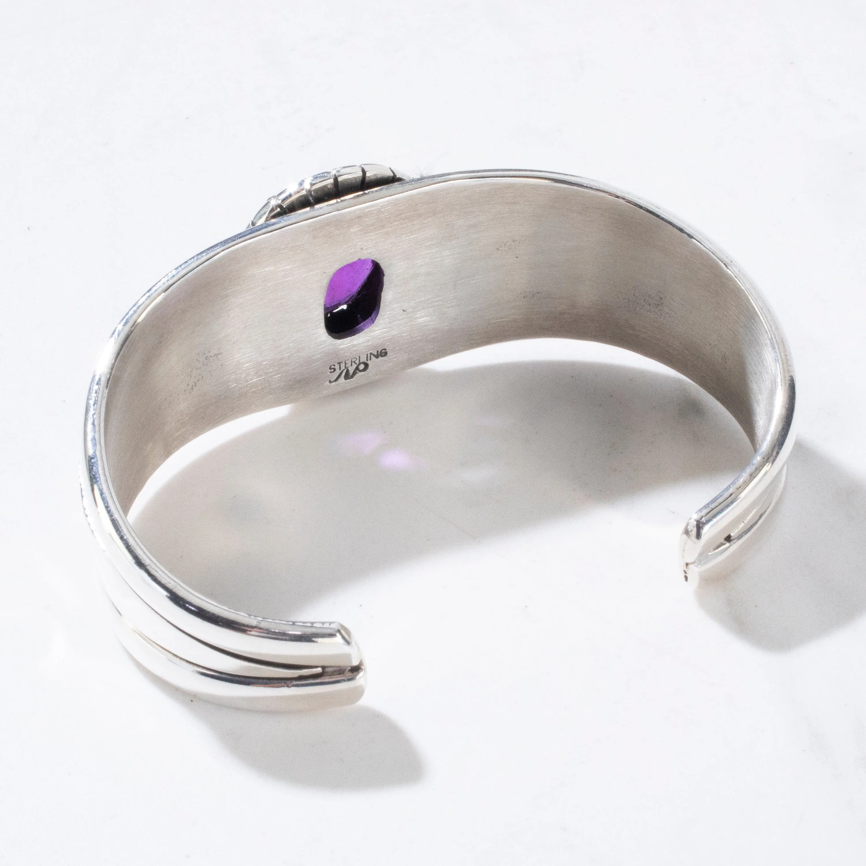Amethyst Navajo USA Native American Made 925 Sterling Silver Cuff