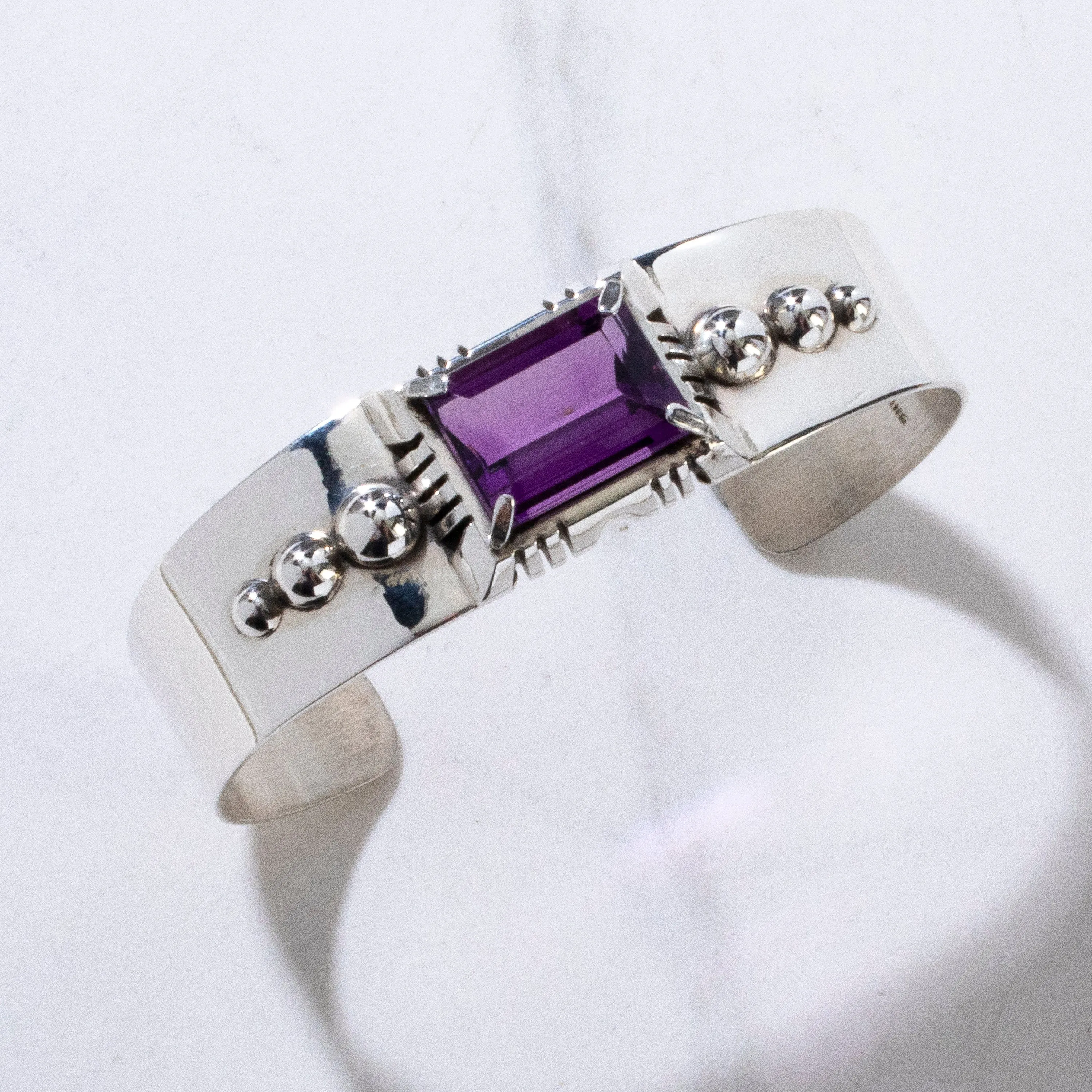 Amethyst Navajo USA Native American Made 925 Sterling Silver Cuff