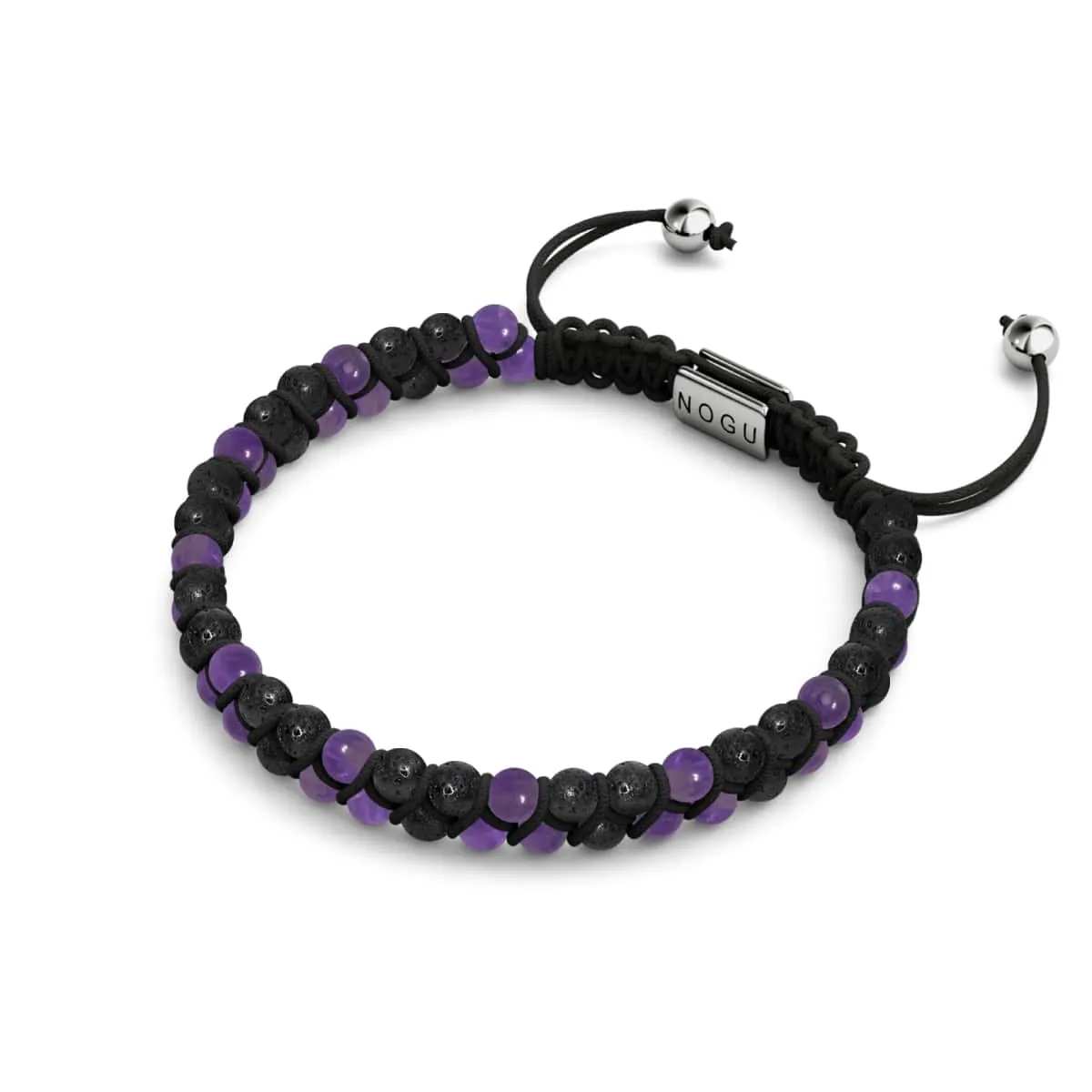 Lavender Amethyst Essential Oil Lava Rock Diffuser Bracelet Set - Aromatherapy Jewelry