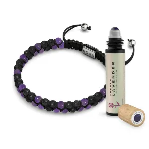 Lavender Amethyst Essential Oil Lava Rock Diffuser Bracelet Set - Aromatherapy Jewelry