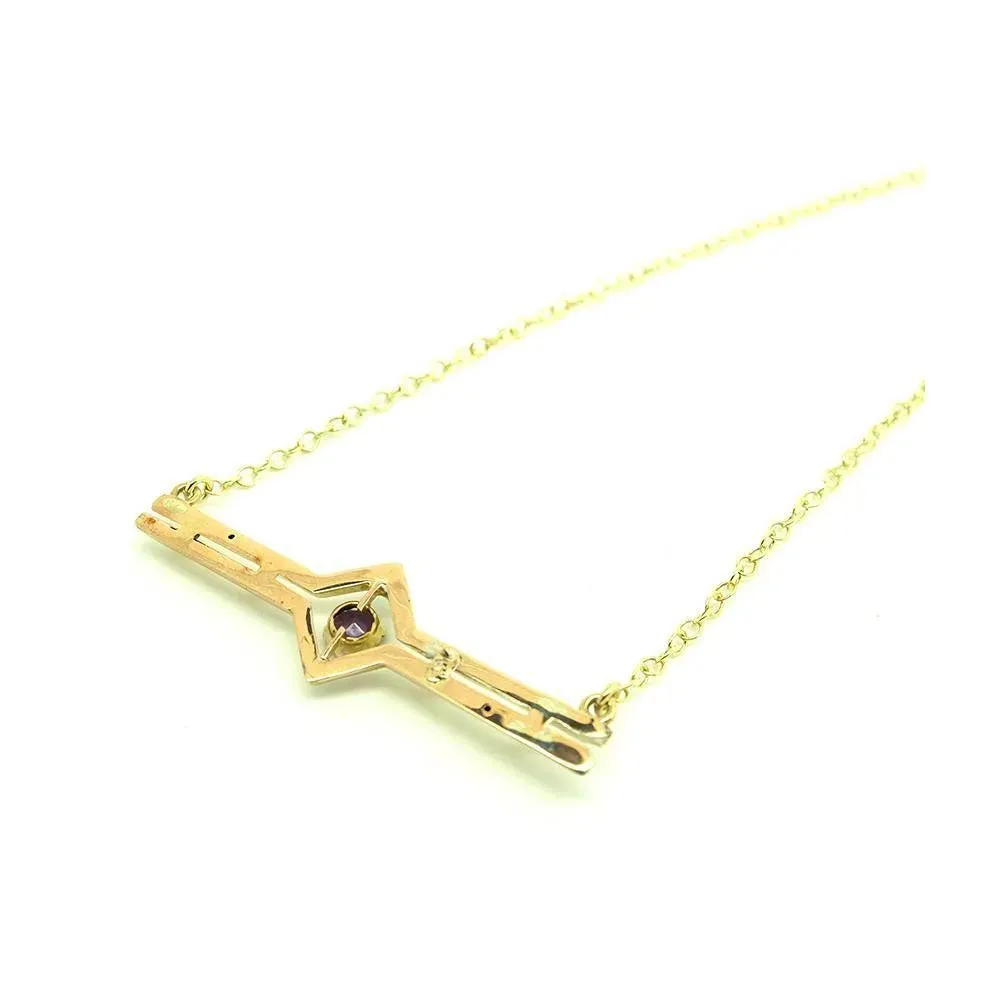 Antique Edwardian Amethyst 9ct Gold Necklace