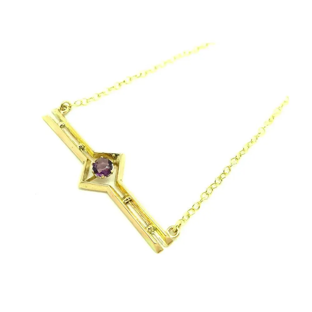 Antique Edwardian Amethyst 9ct Gold Necklace