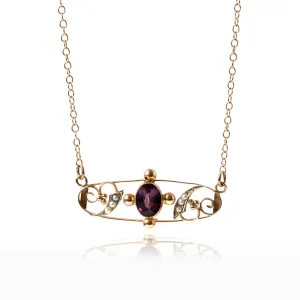 Antique Edwardian Amethyst 9ct Rose Gold Necklace