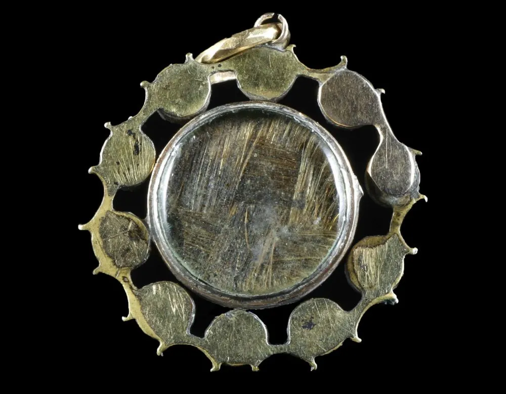 Antique Georgian Forget Me Not Morning Pendant 18Ct Gold With Locket - 1780