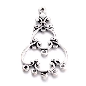Antique Silver Chandelier Earring 7-Loop 19x35mm (10 pcs)