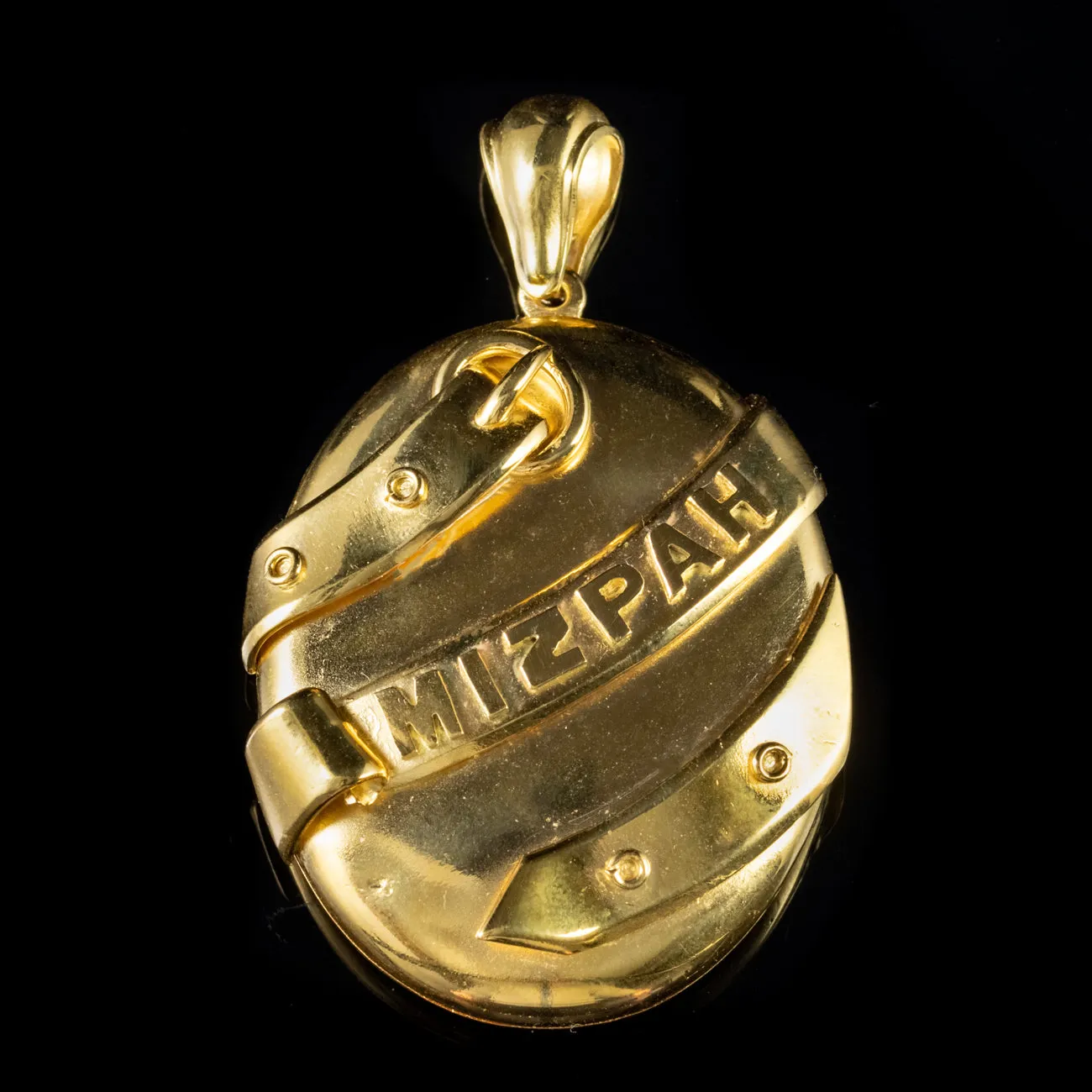 Antique Victorian Large Mizpah Buckle Locket 18Ct Gold Silver Circa 1900