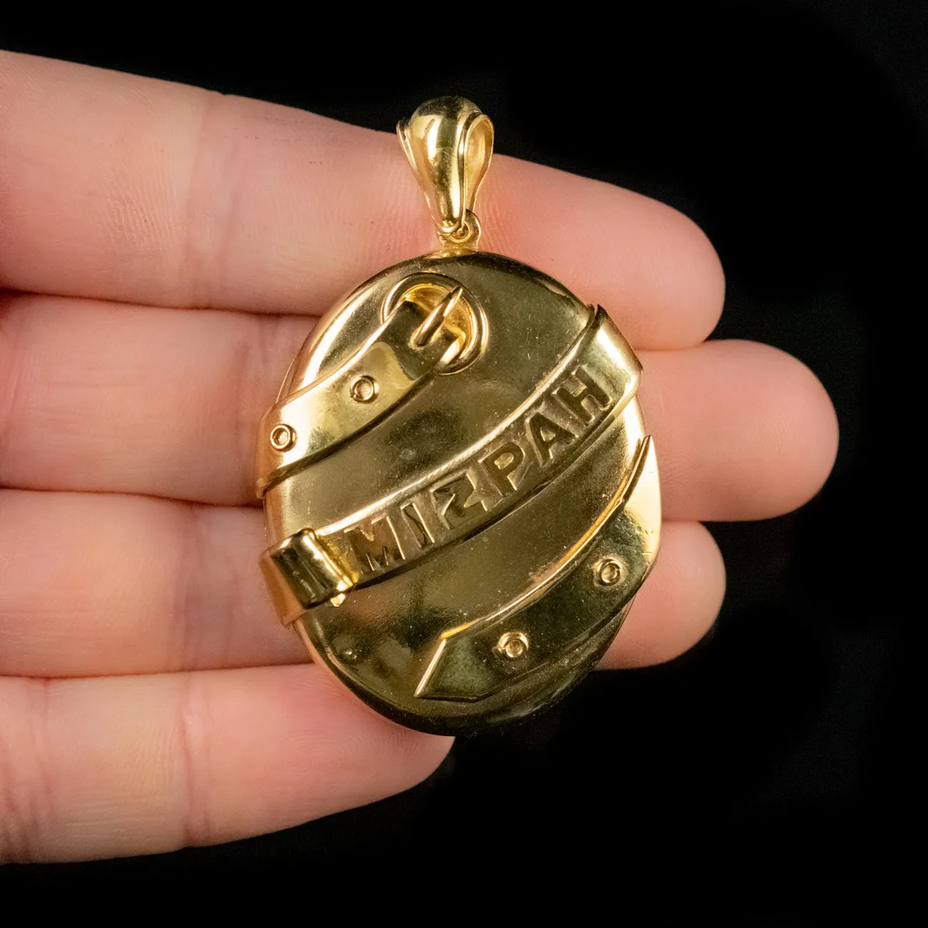 Antique Victorian Large Mizpah Buckle Locket 18Ct Gold Silver Circa 1900