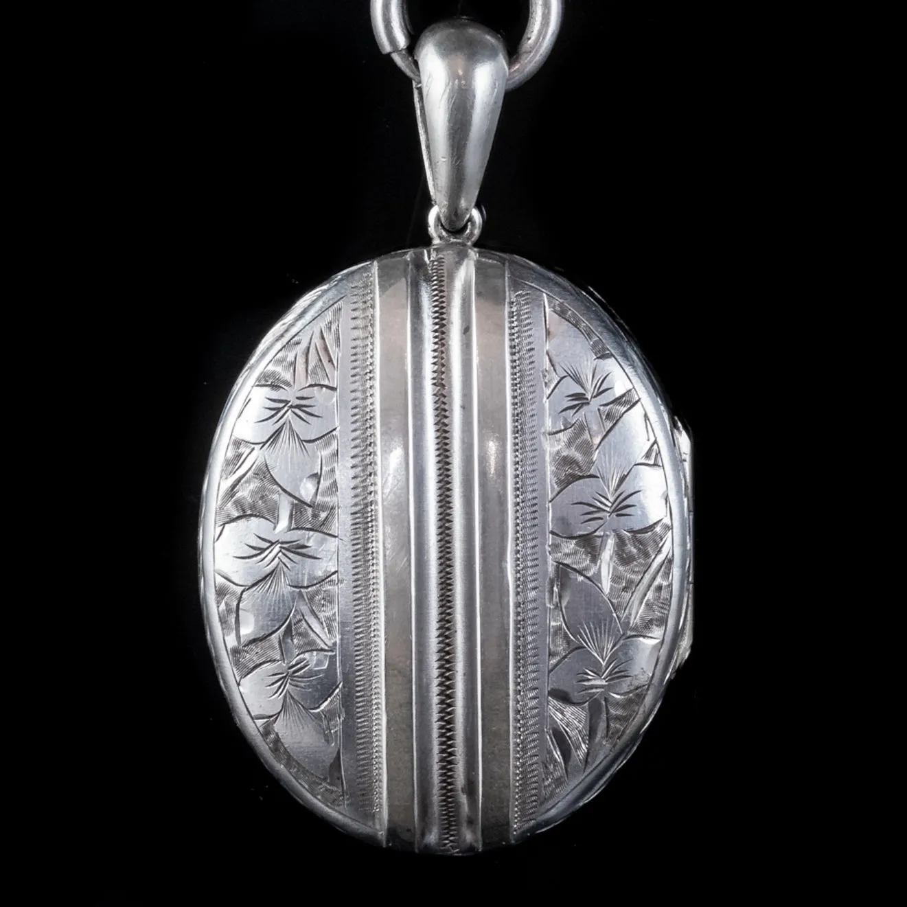 Antique Victorian Locket Collar Necklace Silver Circa 1890