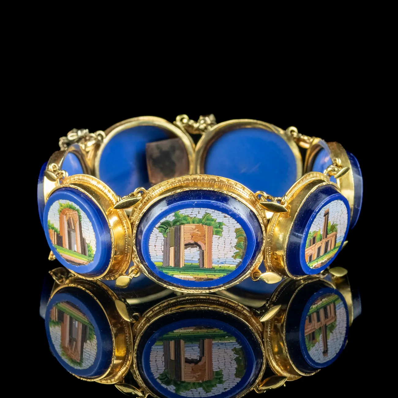 Antique Victorian Micro Mosaic Bracelet 18ct Gold