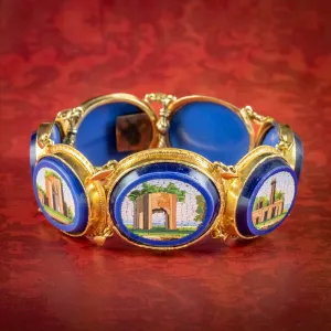 Antique Victorian Micro Mosaic Bracelet 18ct Gold