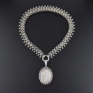Antique Victorian Silver Locket & Collar Necklace, Stars