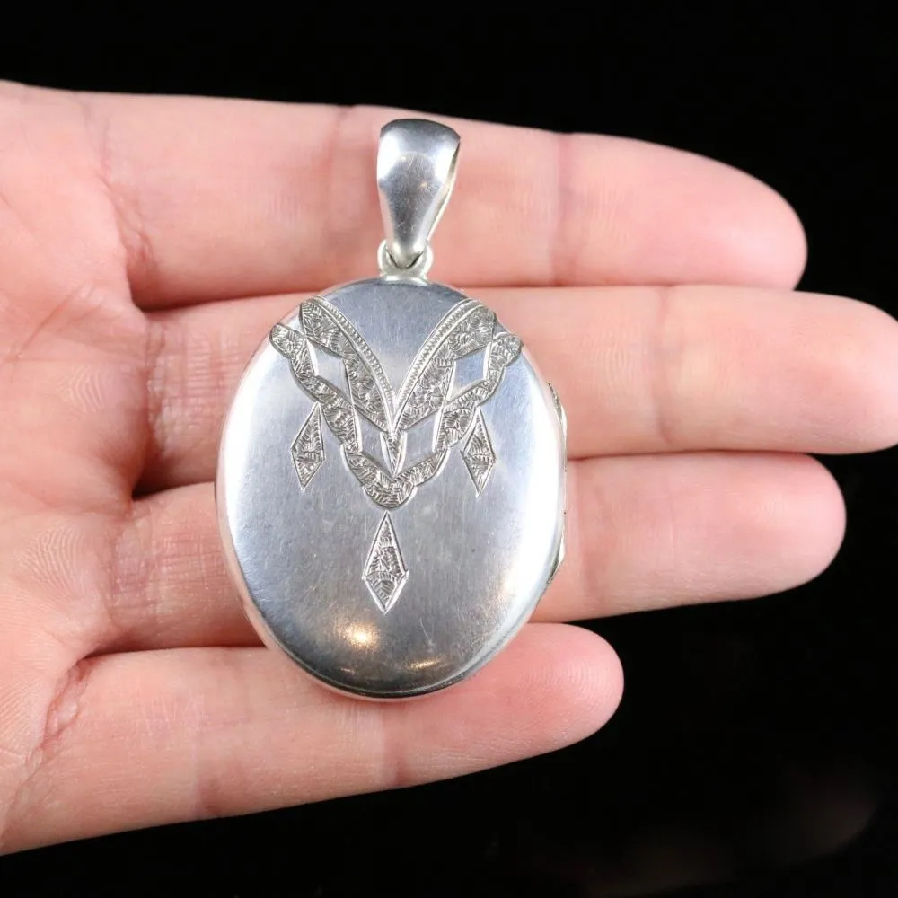 Antique Victorian Silver Locket - Circa 1880